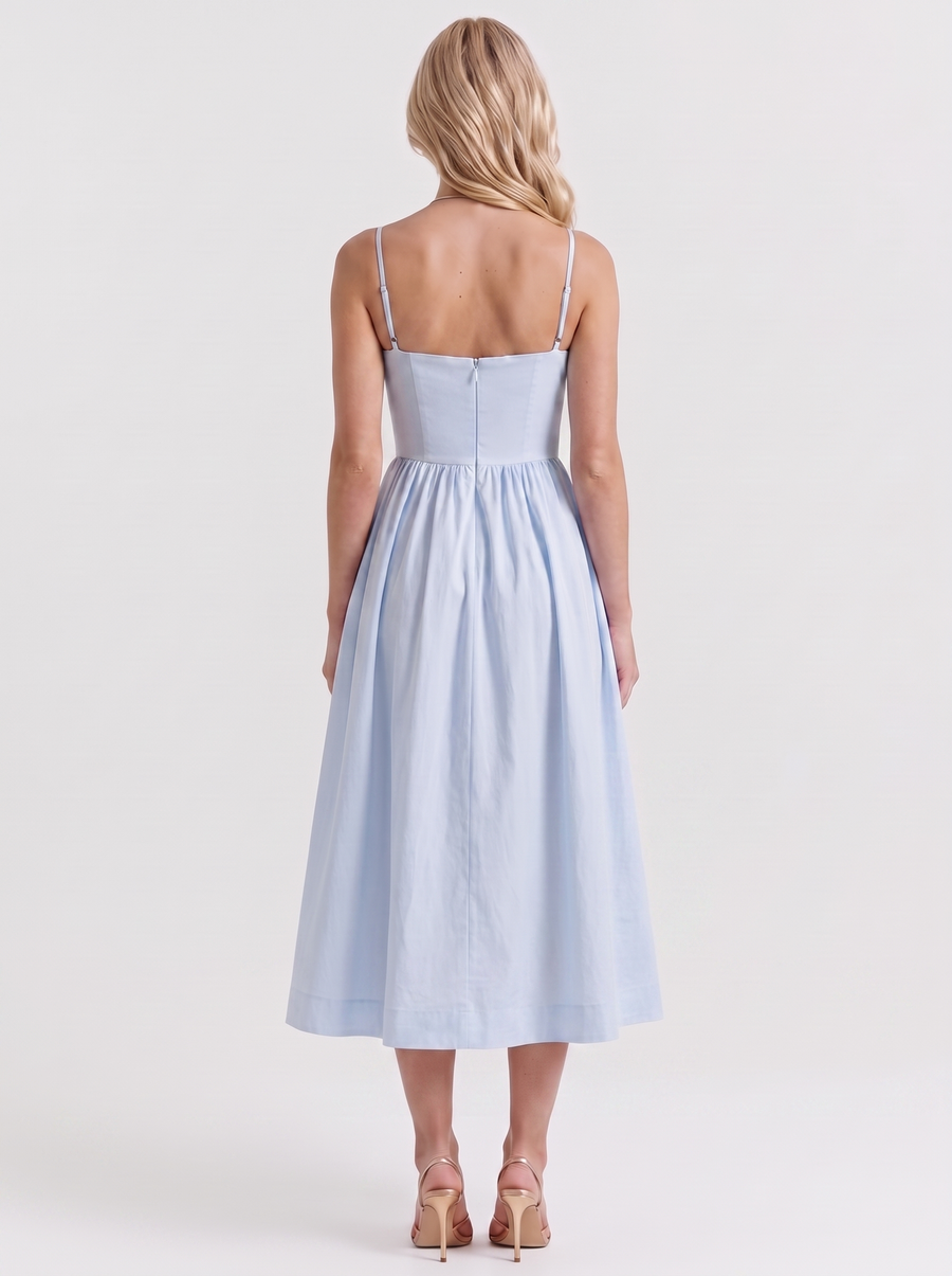 Birdie Flare Midi Dress - Light Blue
