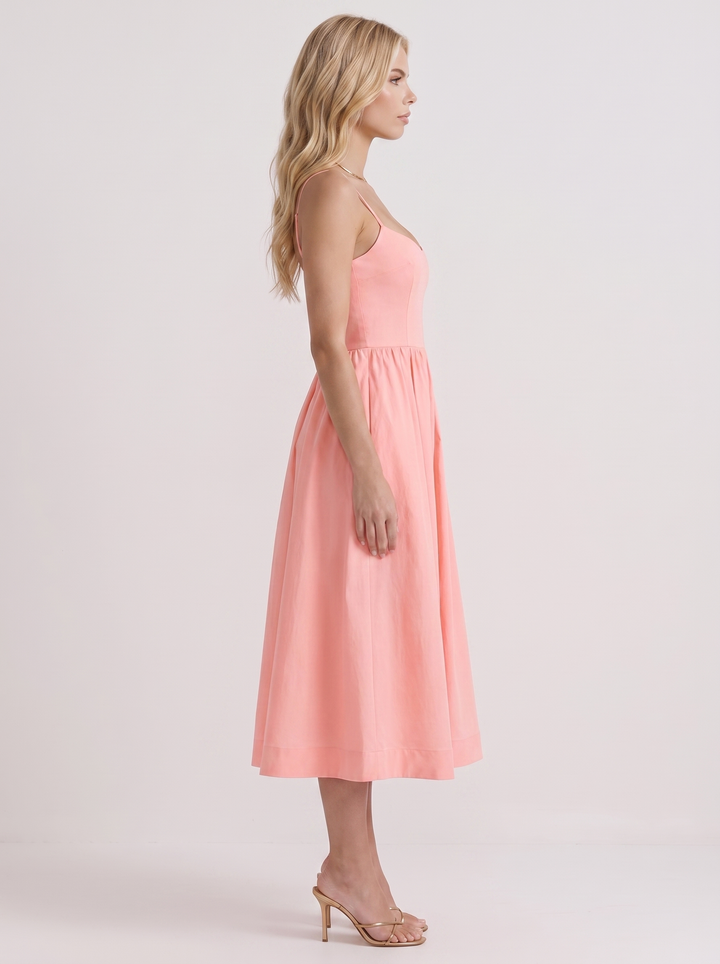 Birdie Flare Midi Dress - Pink