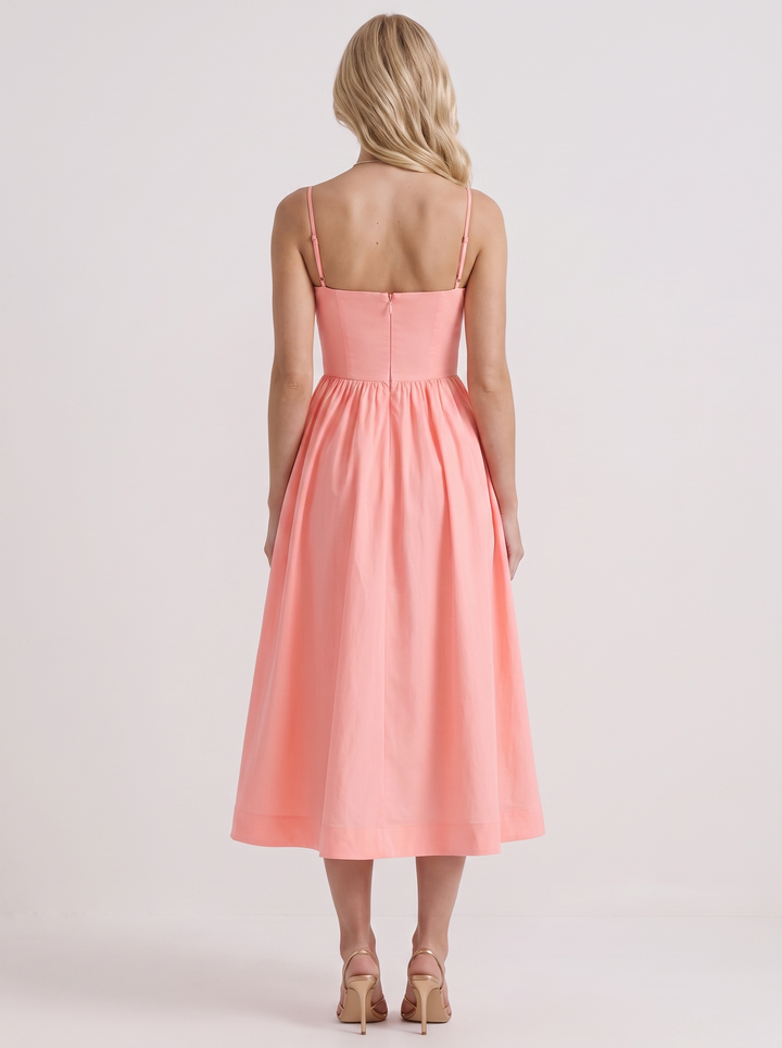 Birdie Flare Midi Dress - Pink