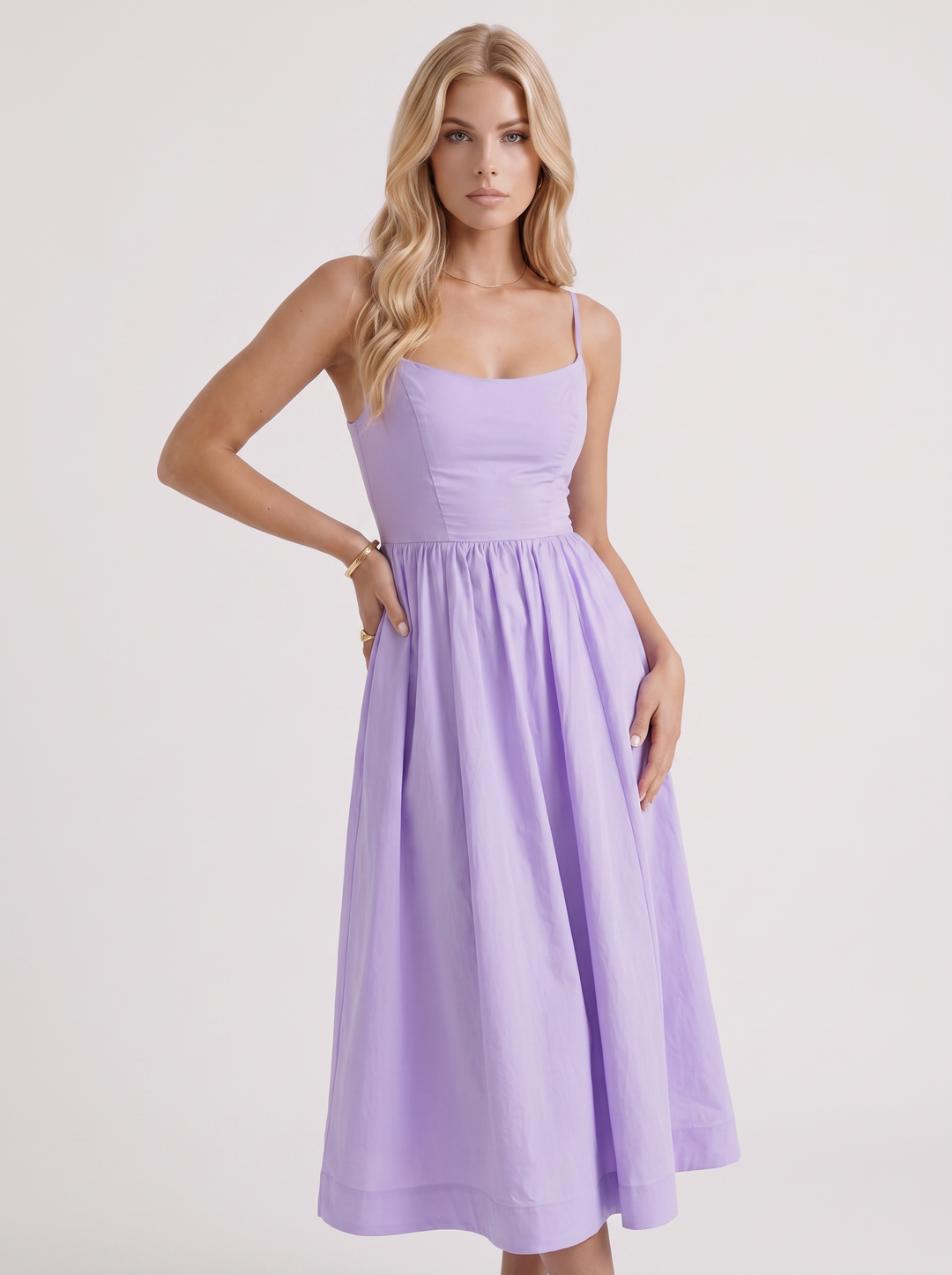 Birdie Flare Midi Dress - Purple