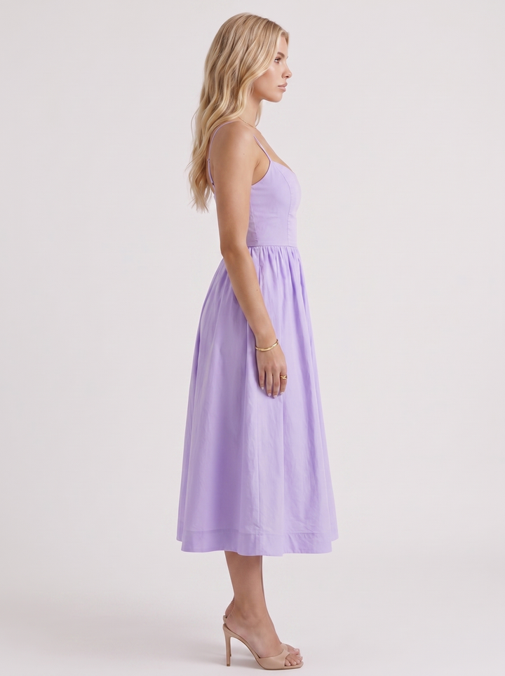 Birdie Flare Midi Dress - Purple