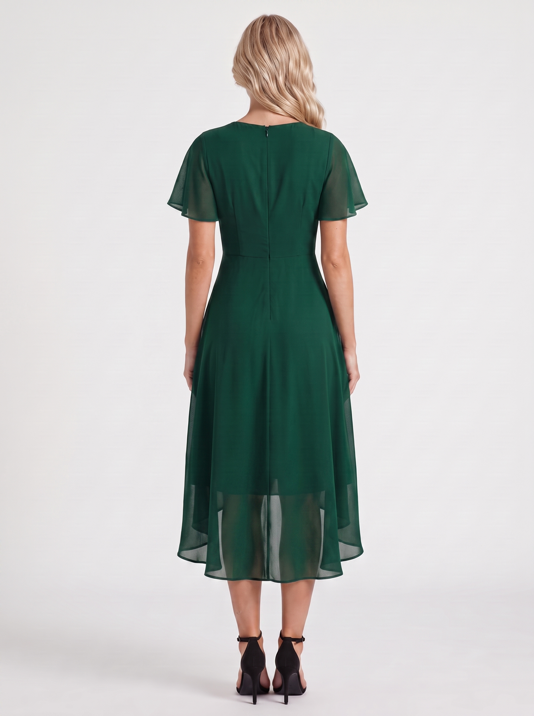 Calliope Ruffle Midi Dress - Dark Green