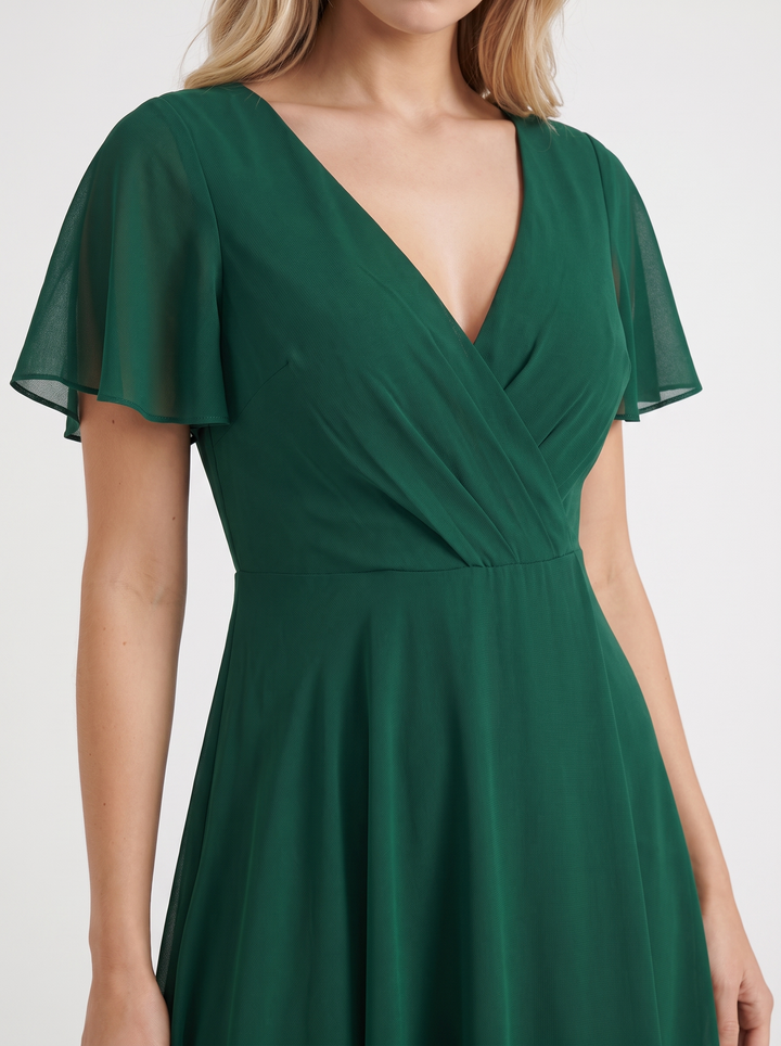 Calliope Ruffle Midi Dress - Dark Green