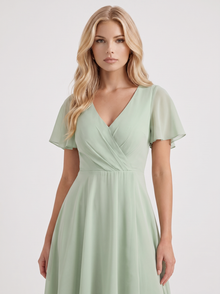 Calliope Ruffle Midi Dress - Light Green