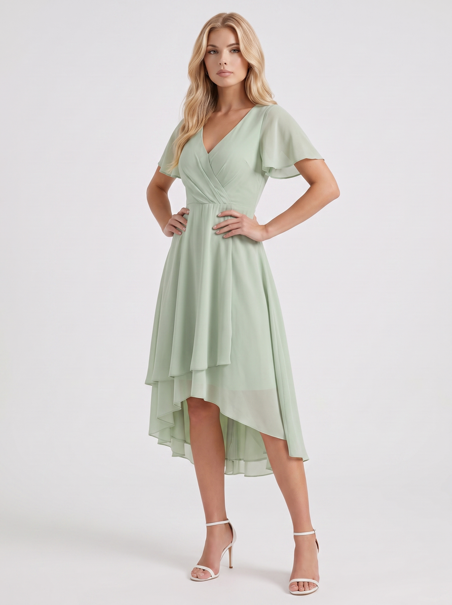 Calliope Ruffle Midi Dress - Light Green