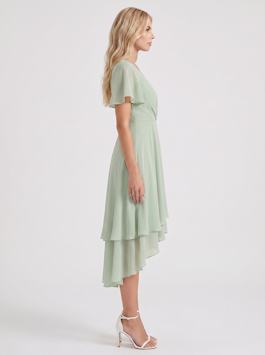 Calliope Ruffle Midi Dress - Light Green