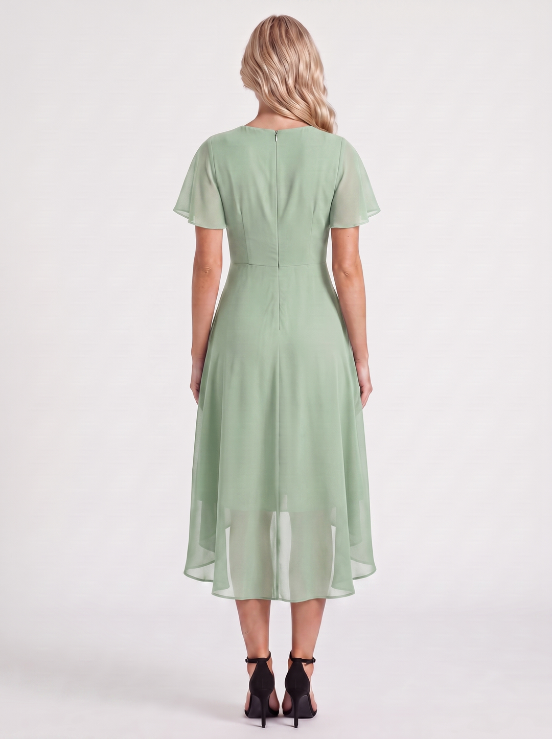 Calliope Ruffle Midi Dress - Light Green