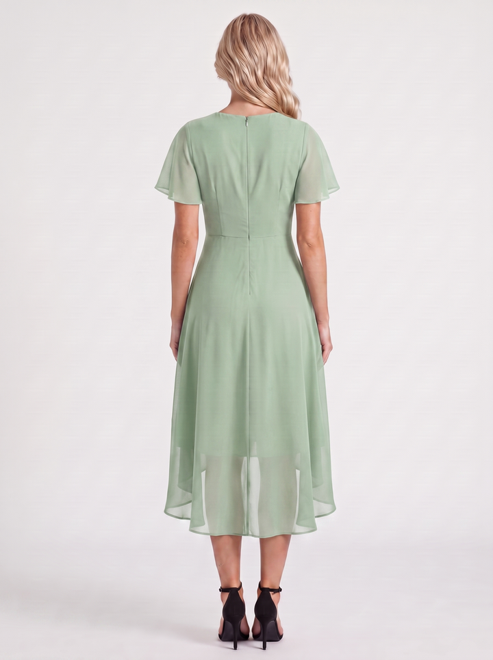 Calliope Ruffle Midi Dress - Light Green