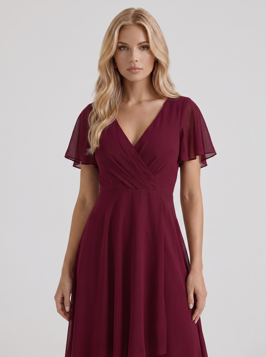 Calliope Ruffle Midi Dress - Red