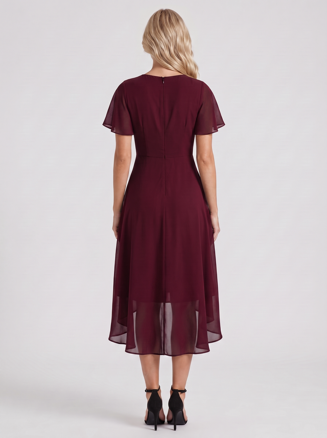 Calliope Ruffle Midi Dress - Red