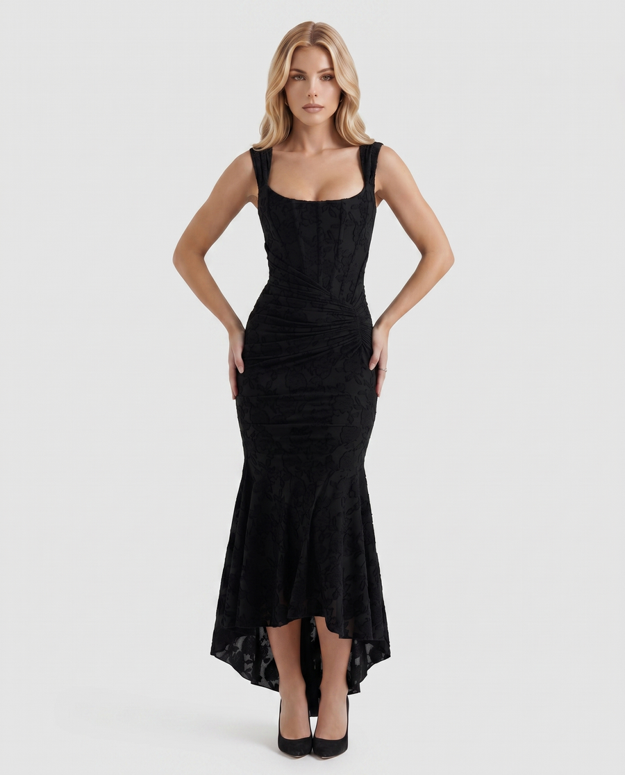 Carisia Corset Maxi Dress - Black