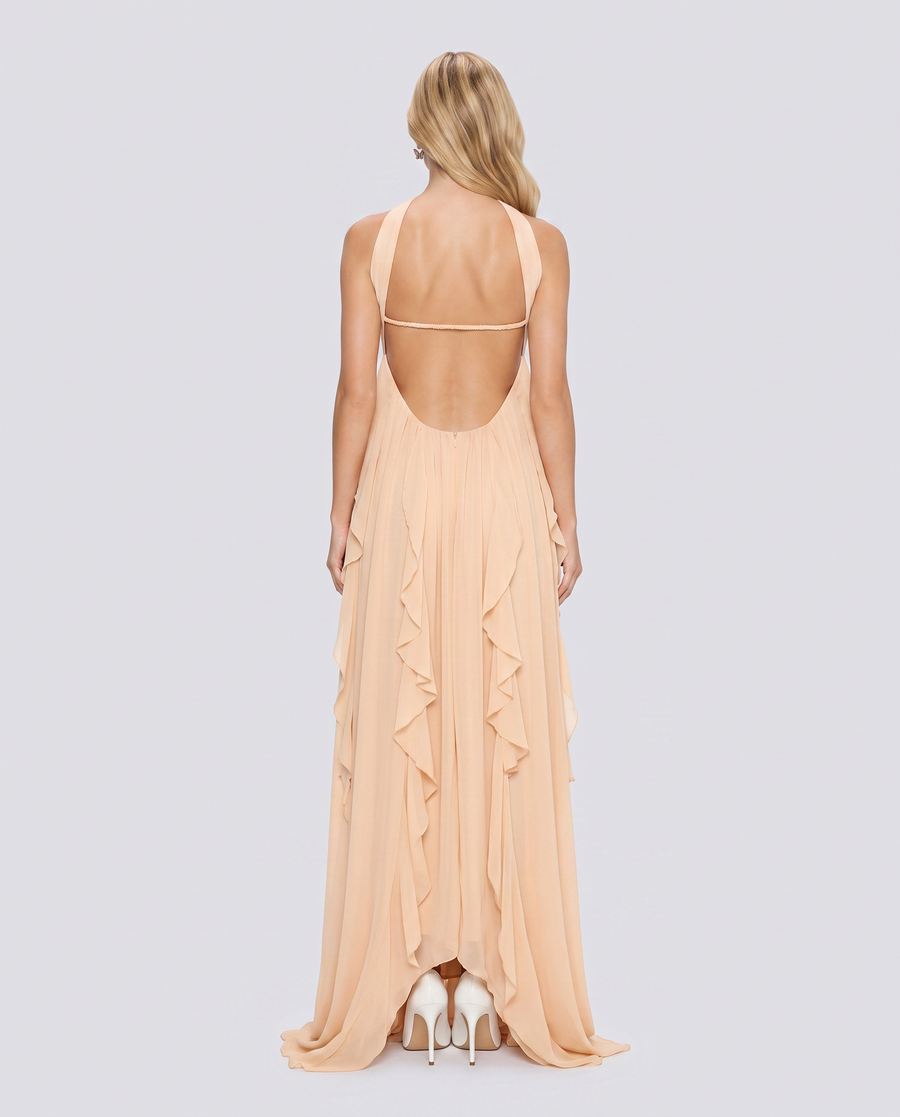 Catherine Halter Maxi Dress - Peach