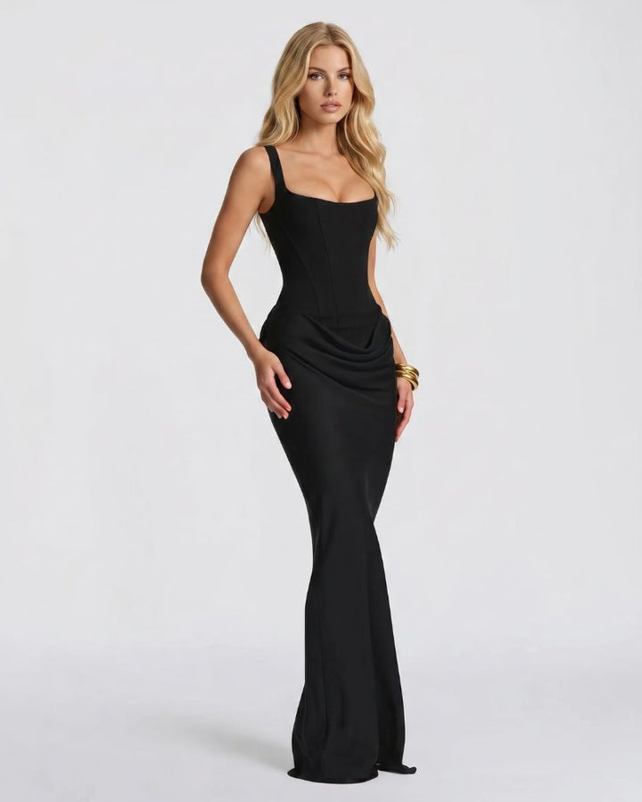 Cerene Corset Maxi Dress - Black