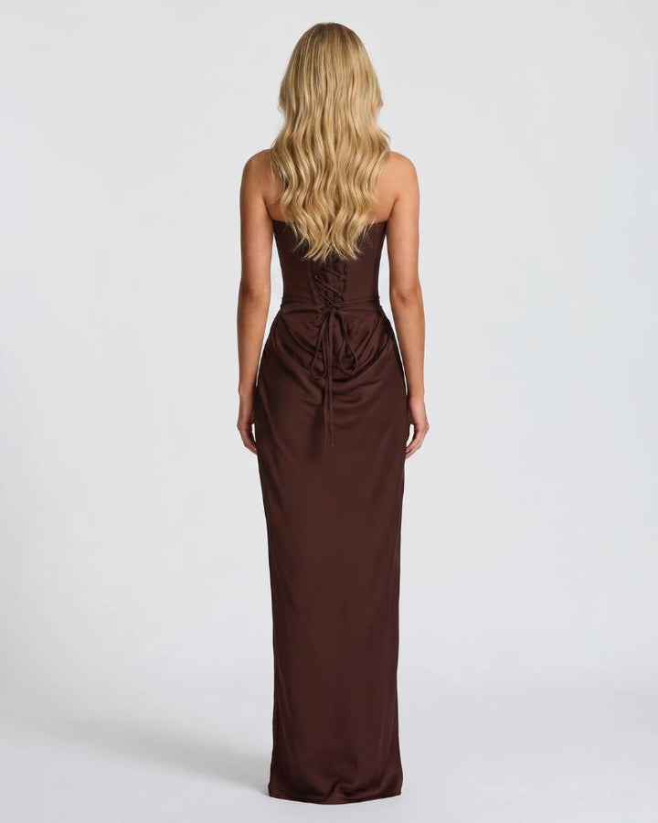 Cerene Corset Maxi Dress - Brown