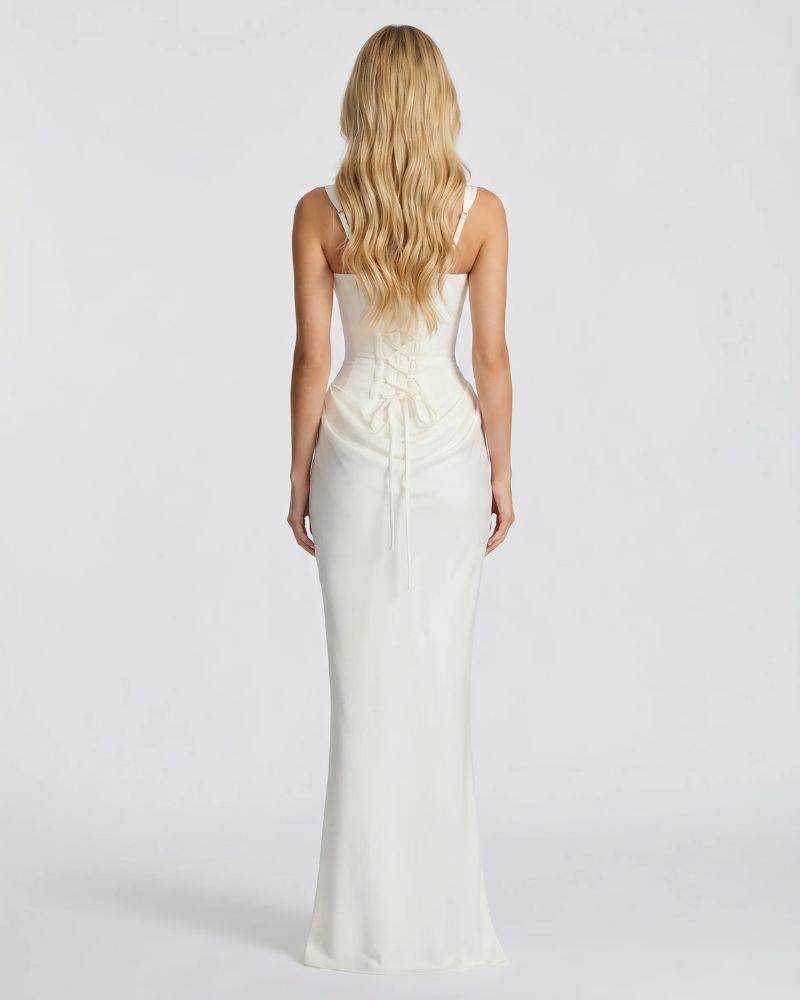 Cerene Corset Maxi Dress - White