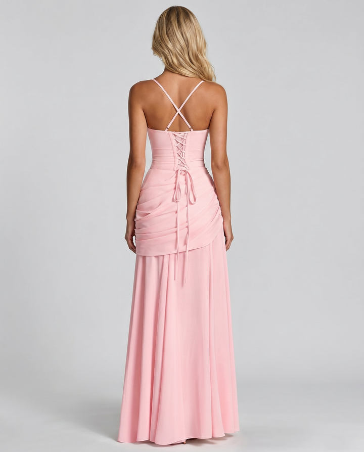 Charlotte Ruched Maxi Dress - Pink
