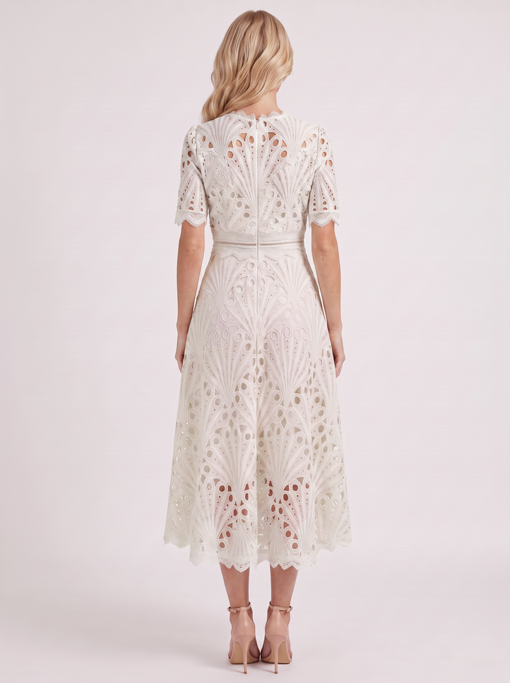 Clarisse Lace Midi Dress - White