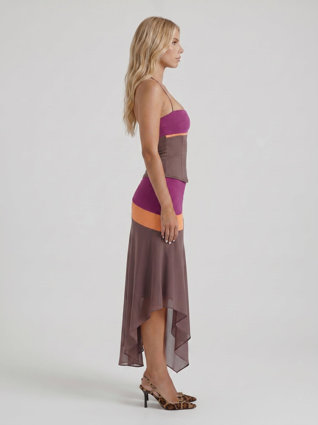 Cleo Skirt Set - Mauve &amp; Orange
