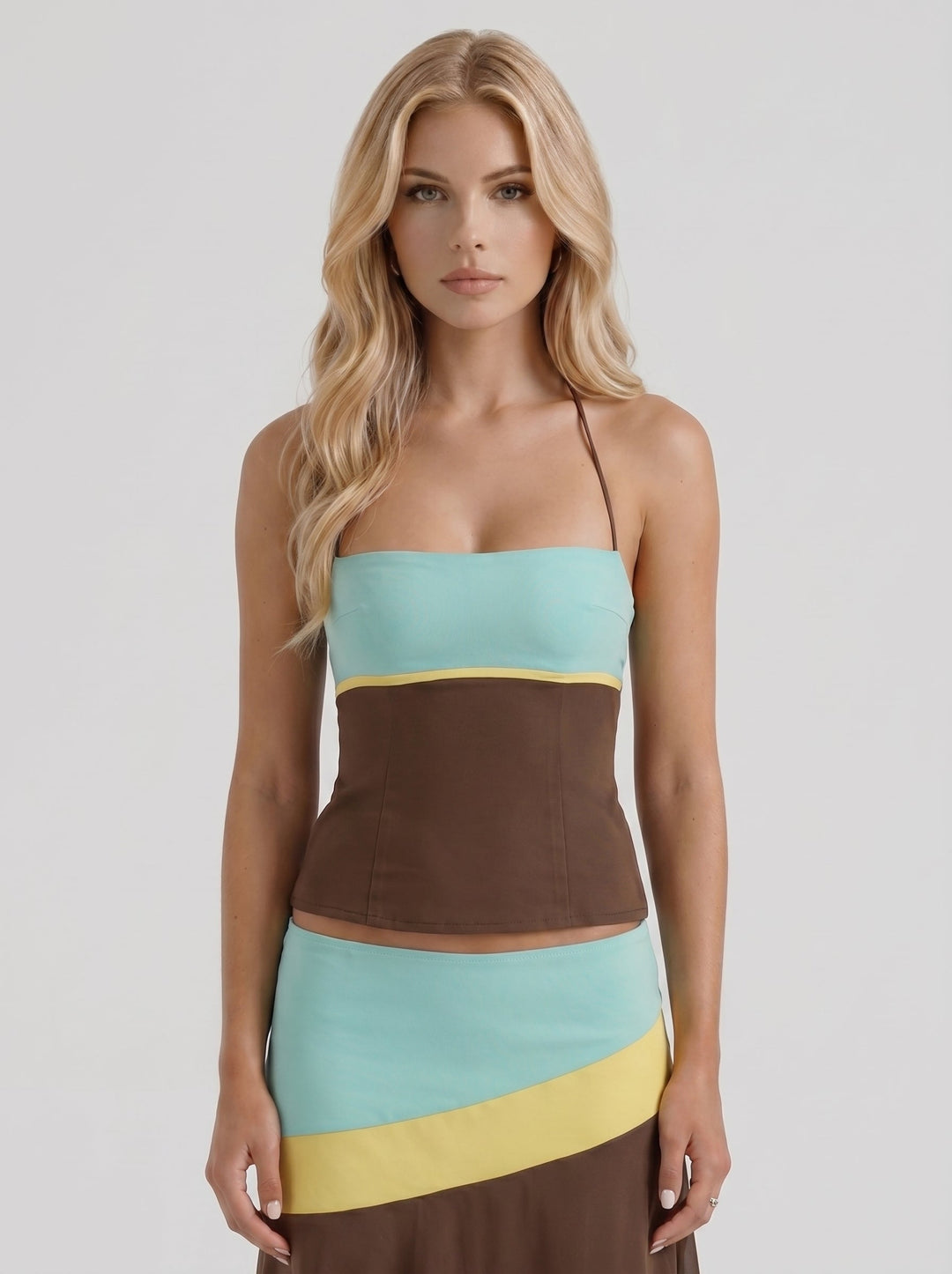 Cleo Skirt Set - Mocha &amp; Mint