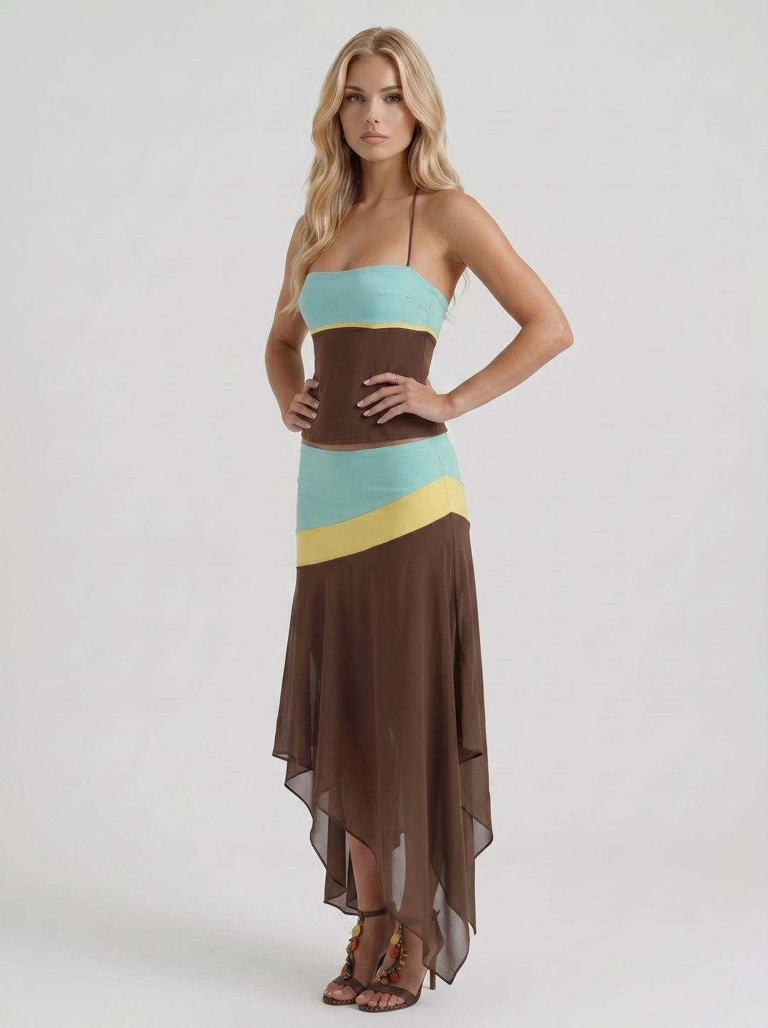 Cleo Skirt Set - Mocha &amp; Mint