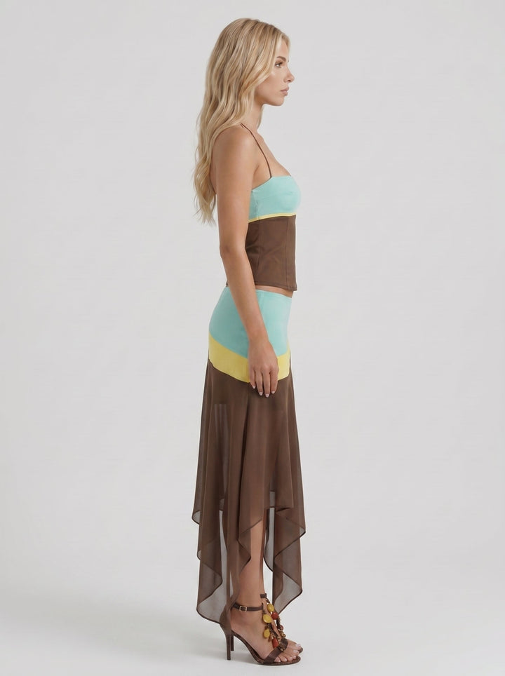 Cleo Skirt Set - Mocha &amp; Mint