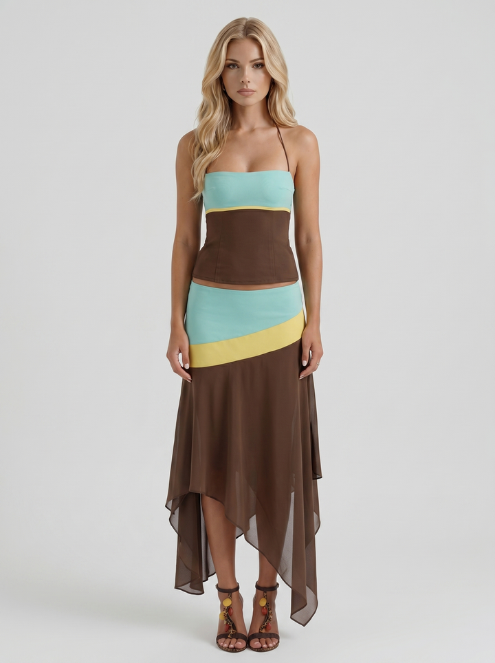 Cleo Skirt Set - Mocha &amp; Mint