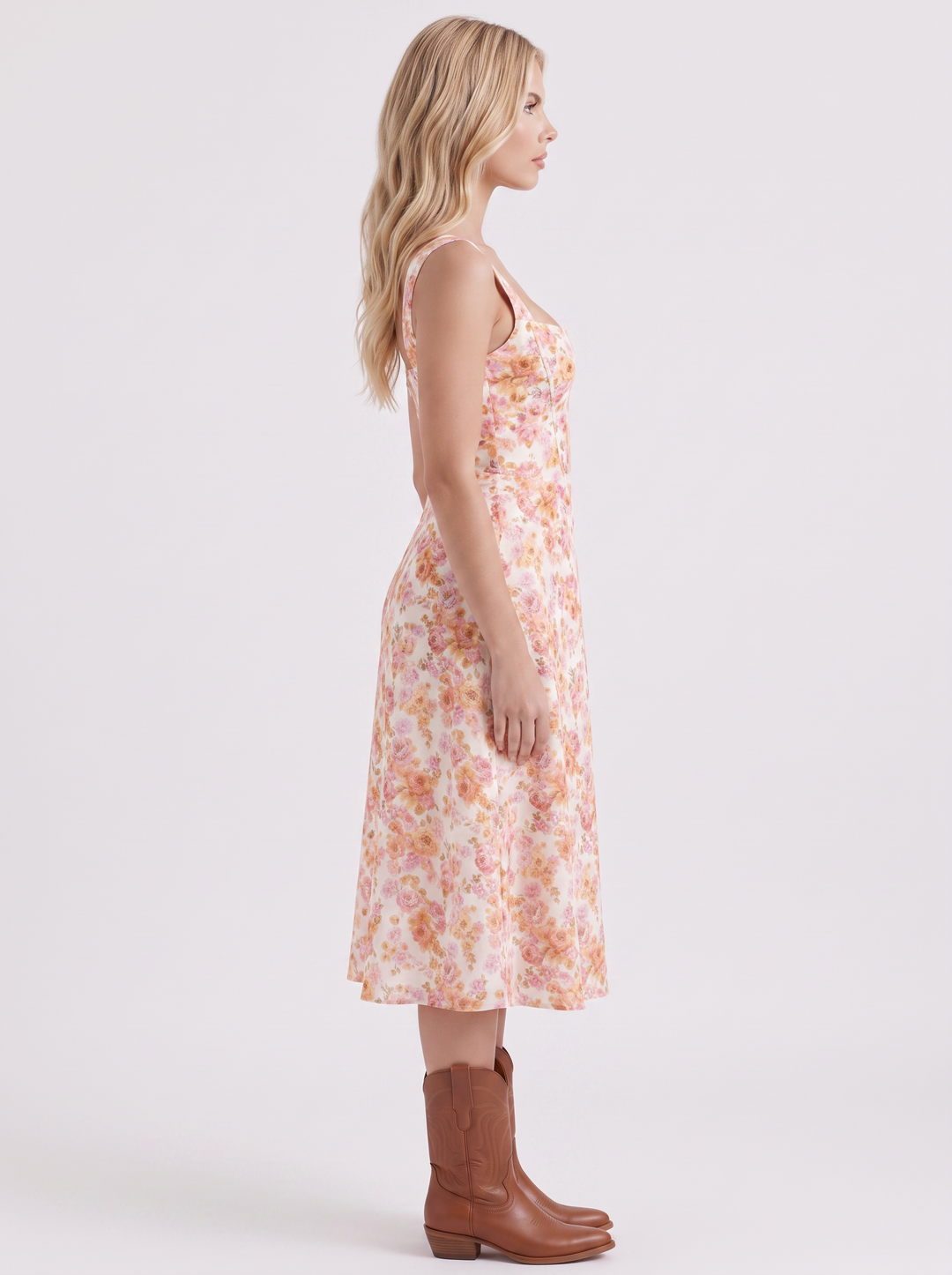 Cosette Floral Midi Dress - Pink