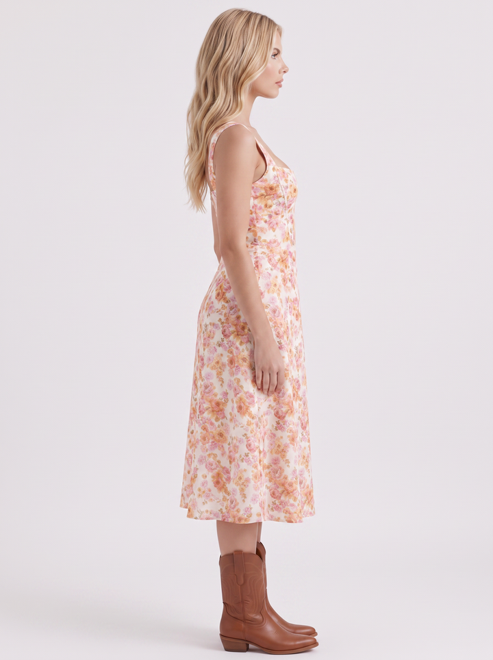 Cosette Floral Midi Dress - Pink