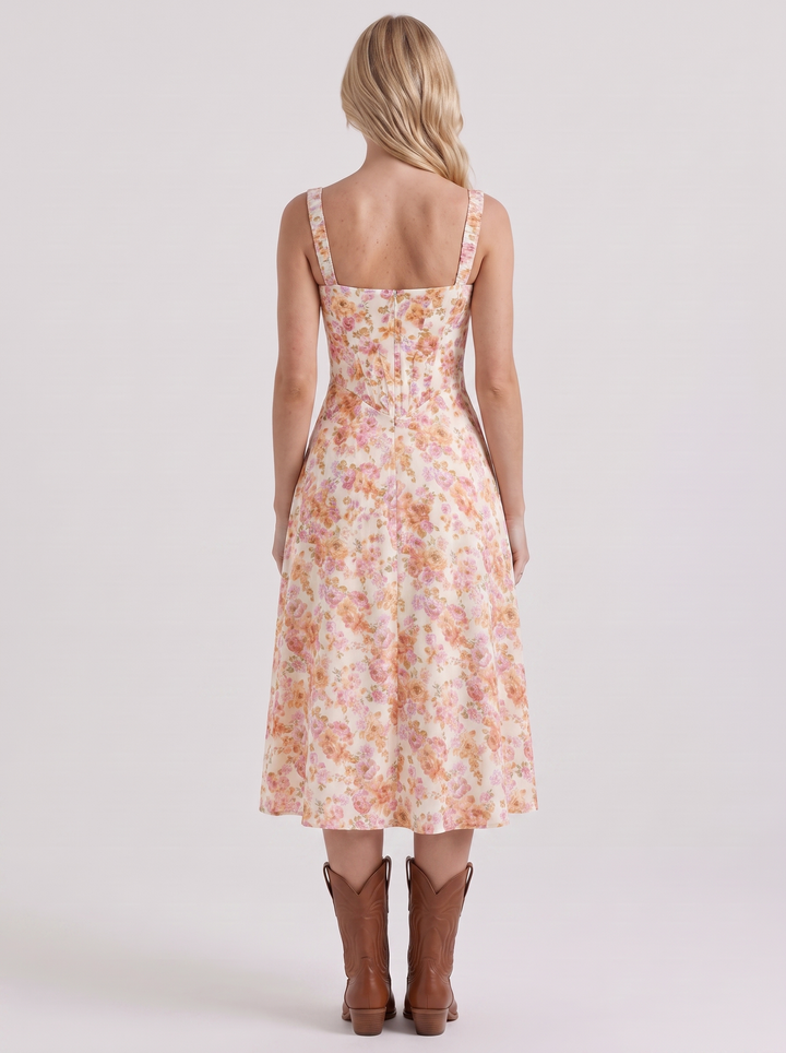 Cosette Floral Midi Dress - Pink