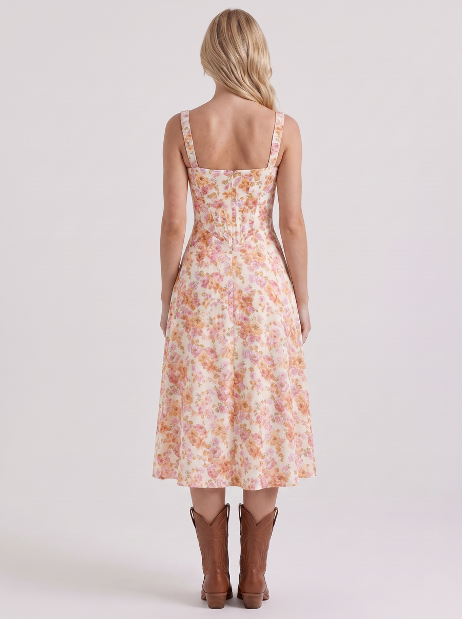 Cosette Floral Midi Dress - Pink