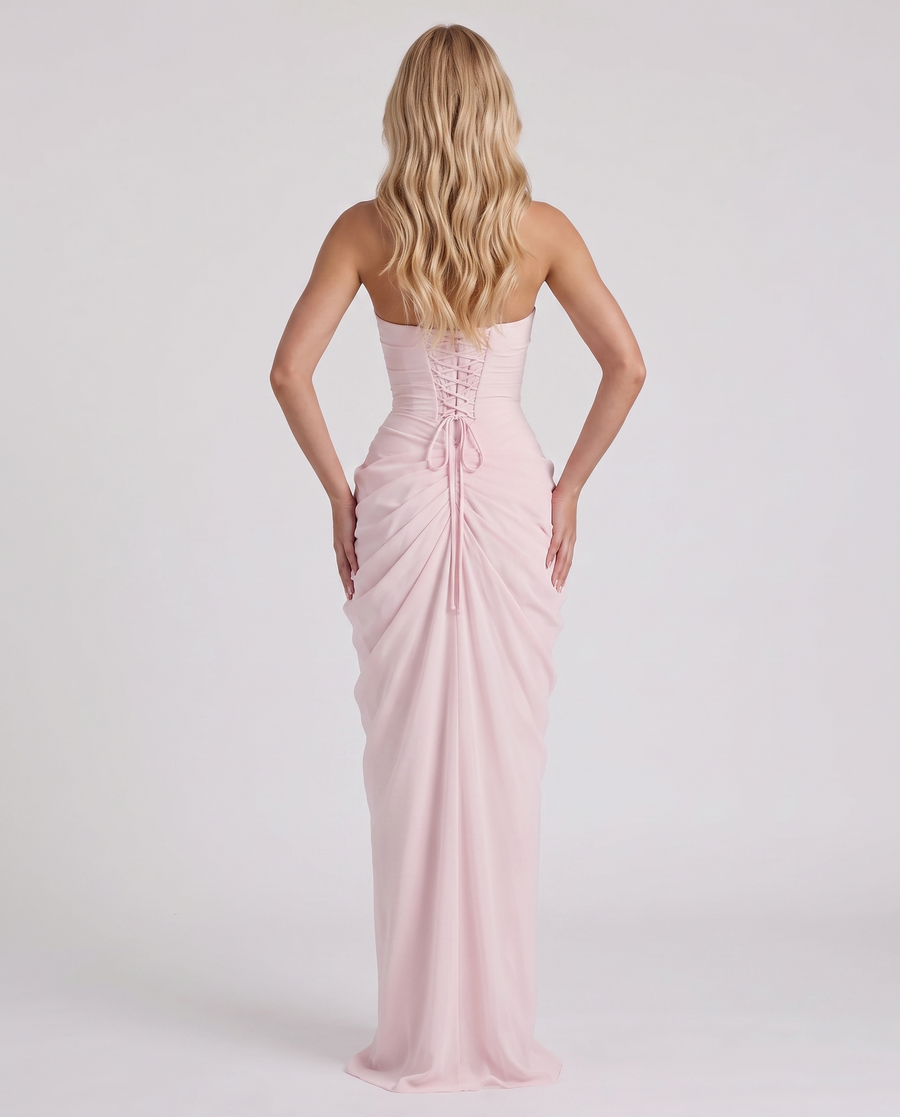 Cyrana Ruched Maxi Dress - Pink