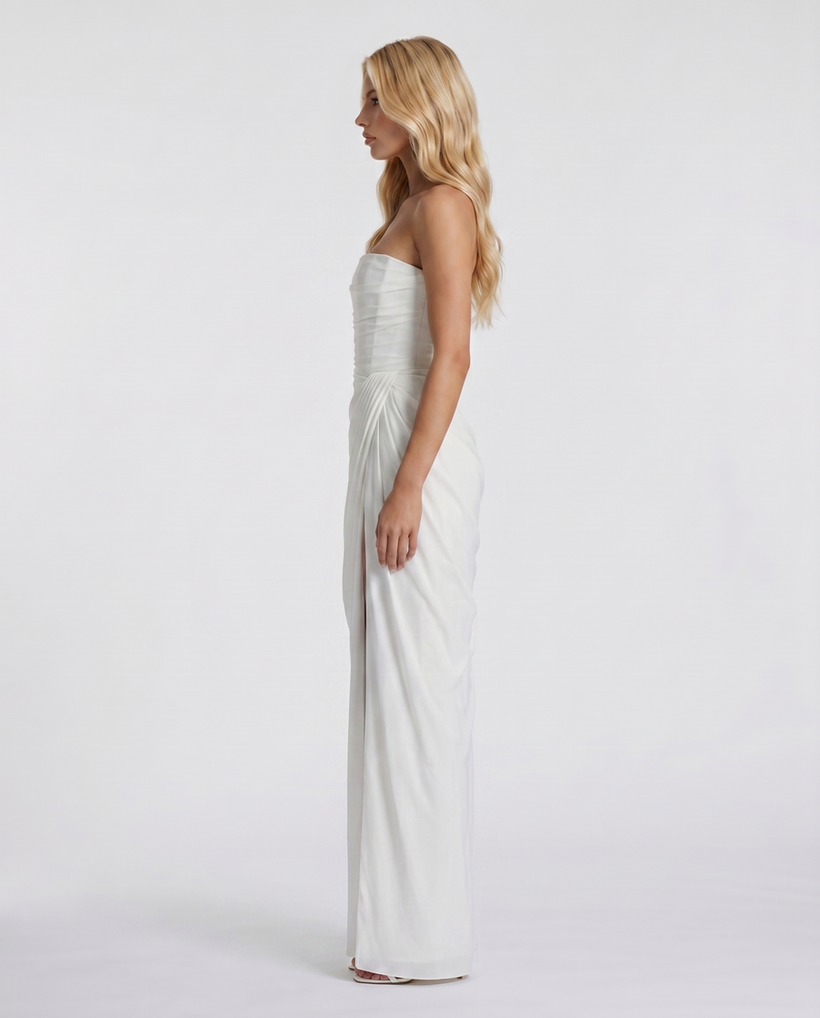 Cyrana Ruched Maxi Dress - White