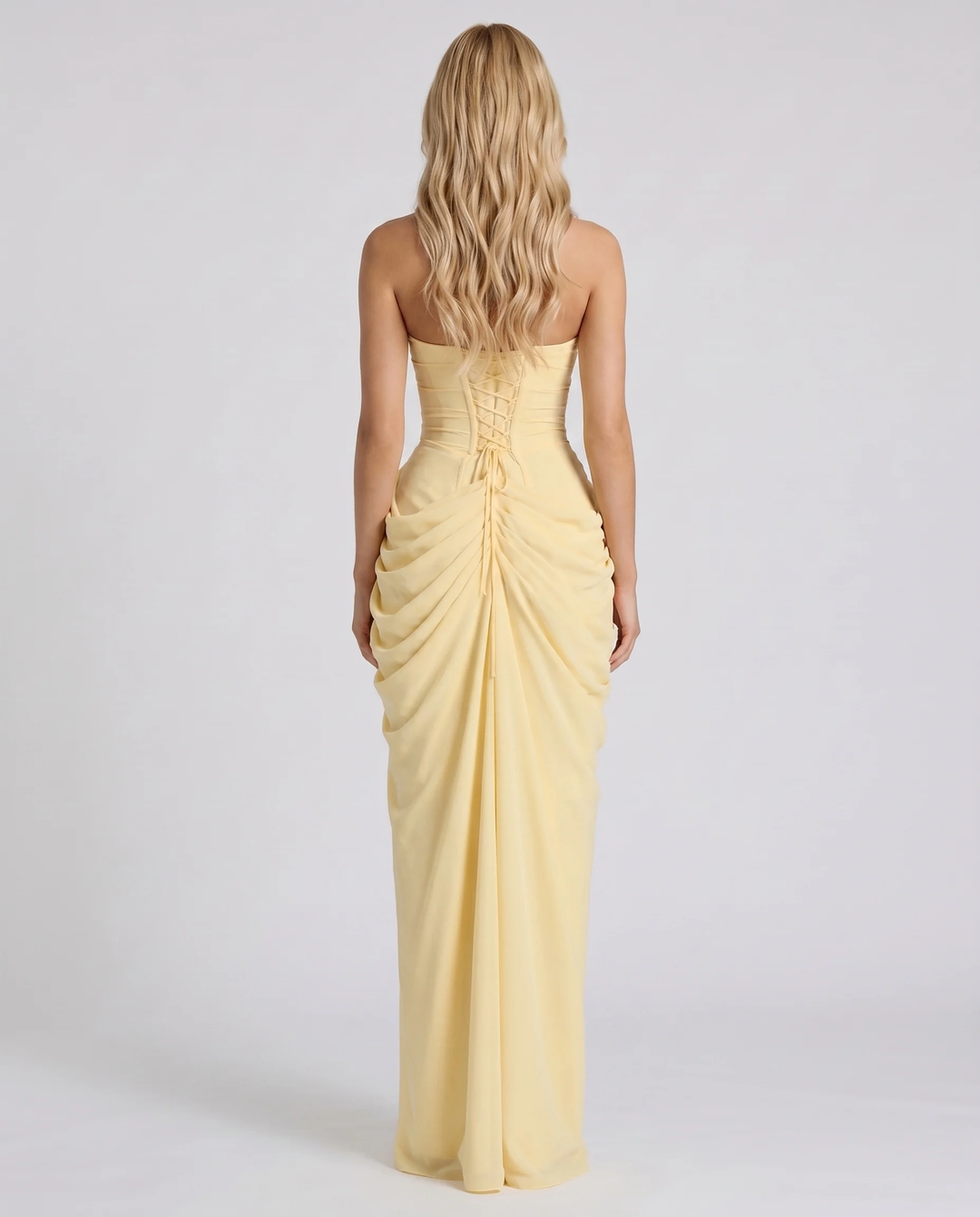 Cyrana Ruched Maxi Dress - Yellow