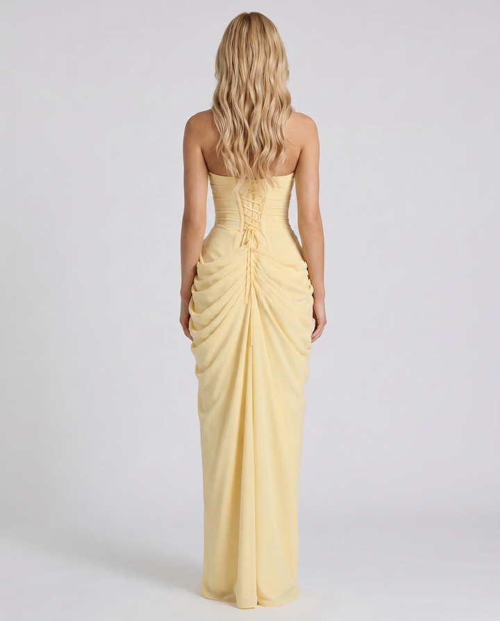 Cyrana Ruched Maxi Dress - Yellow