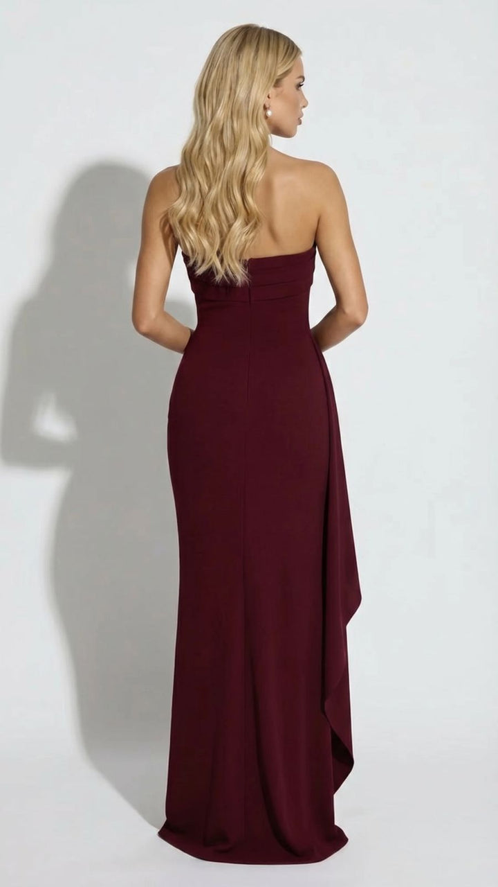 Diana Ruched Maxi Dress - Burgundy