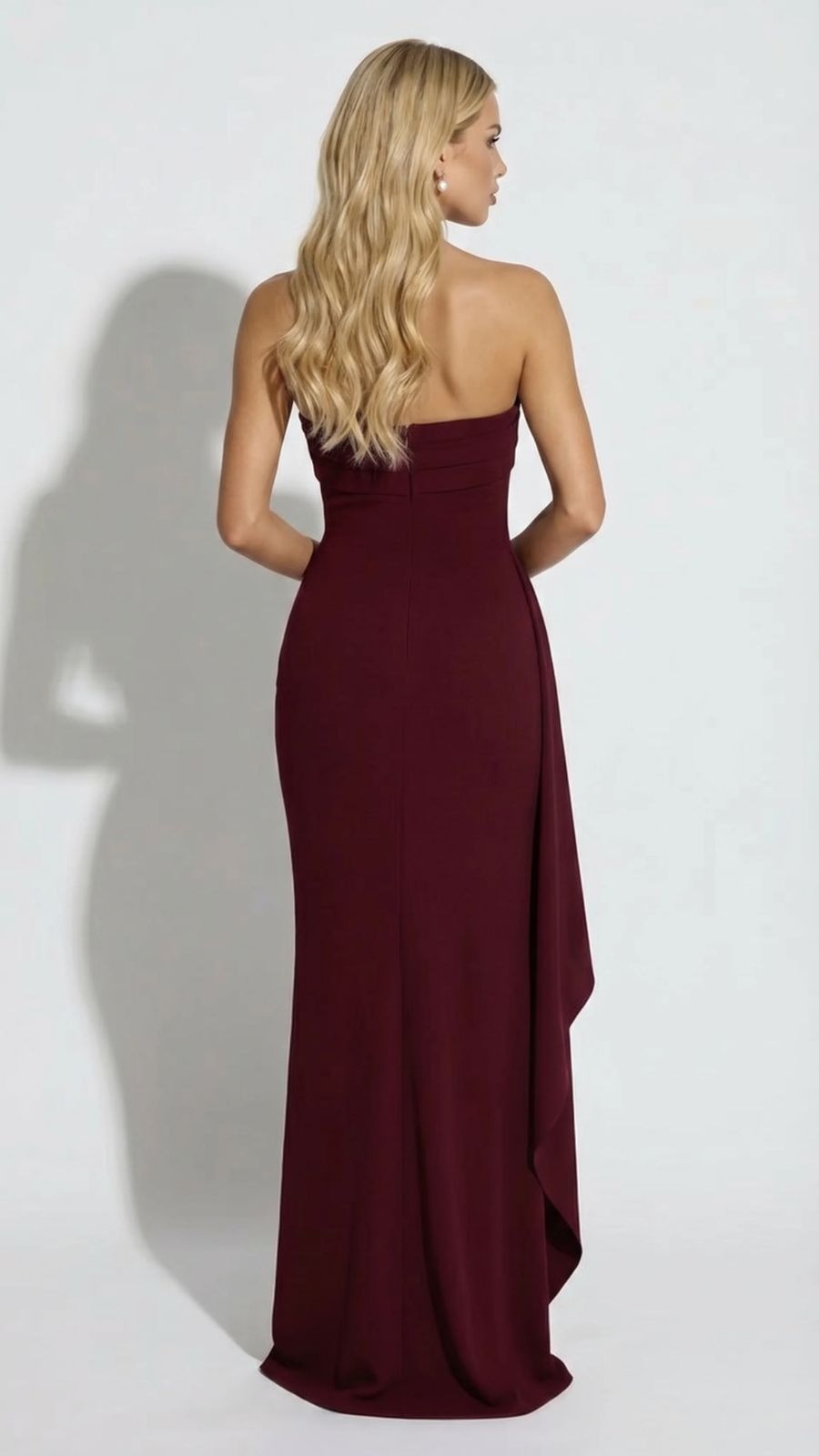 Diana Ruched Maxi Dress - Burgundy