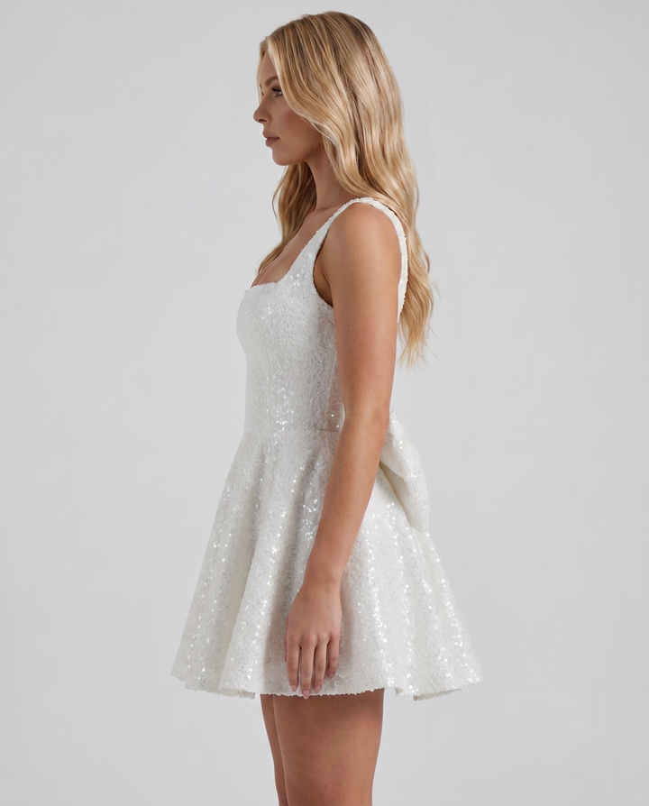 Dorothy Bow Mini Dress - Ivory