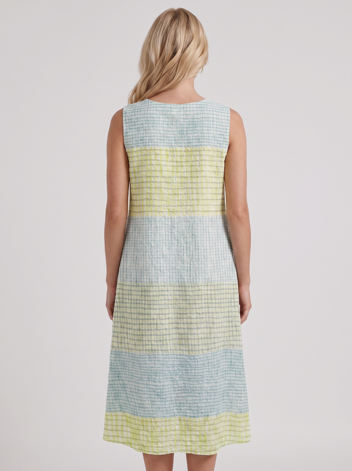 Elara Printed Midi Dress - Yellow Gingham