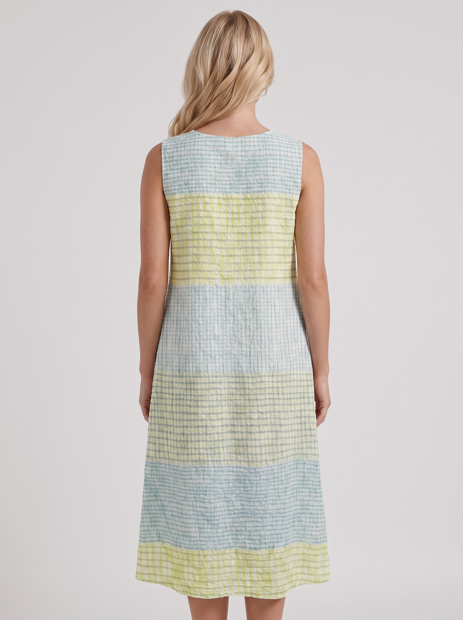 Elara Printed Midi Dress - Yellow Gingham