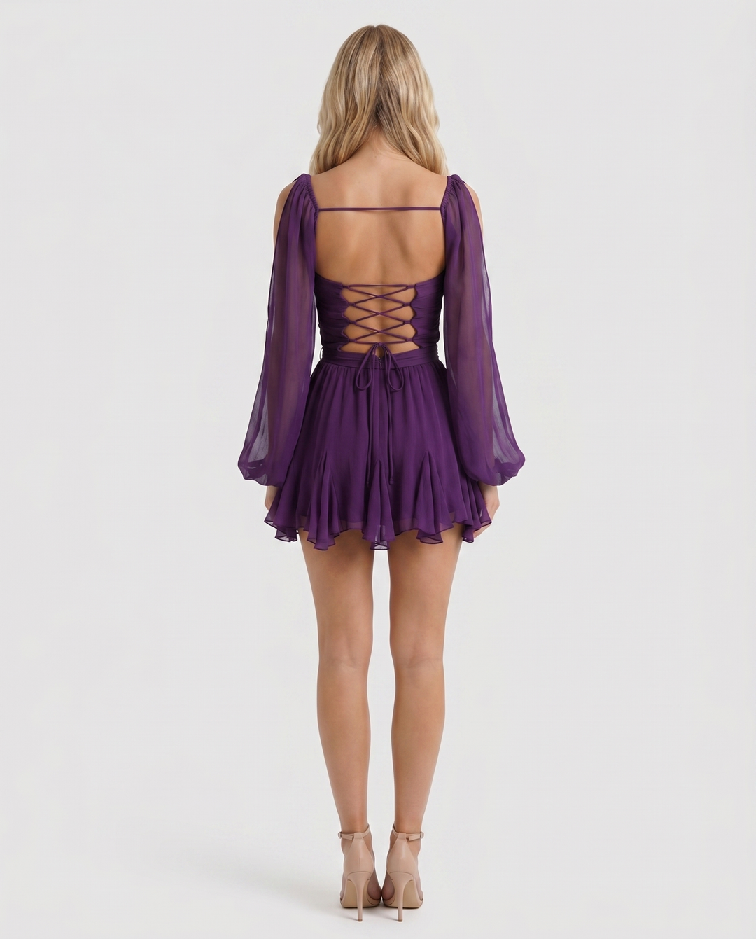 Elda Ruffle Mini Dress - Purple