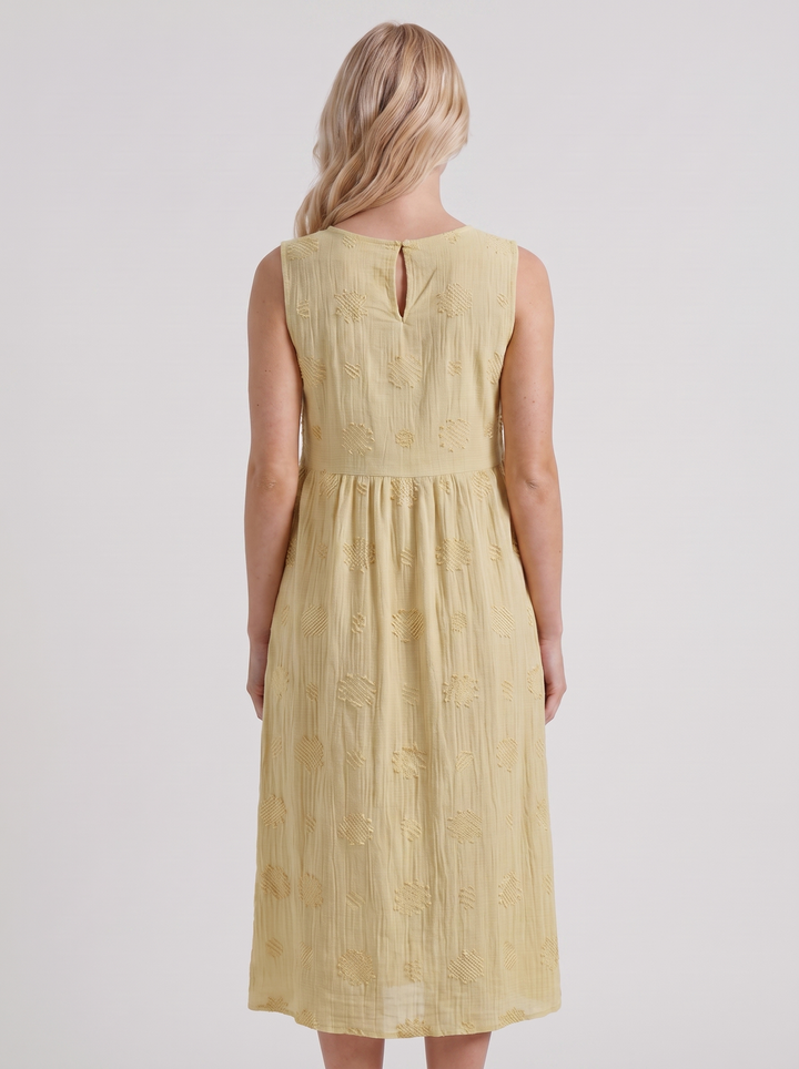 Elin Embroidered Midi Dress - Light Yellow