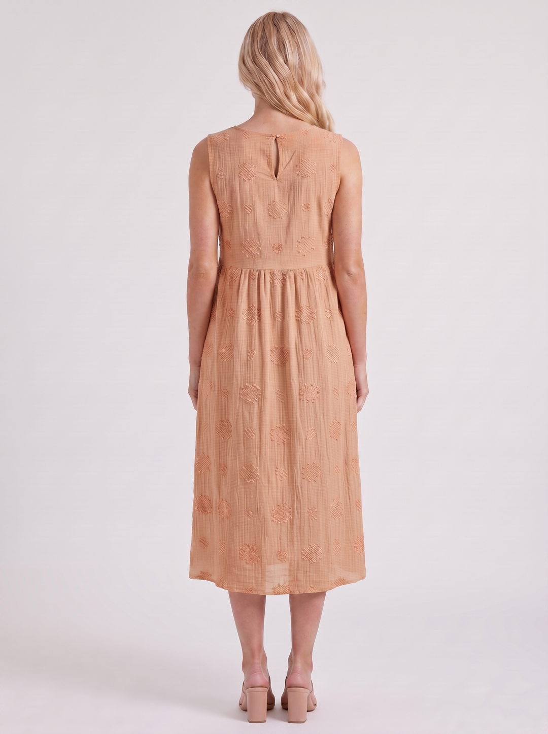 Elin Embroidered Midi Dress - Orange