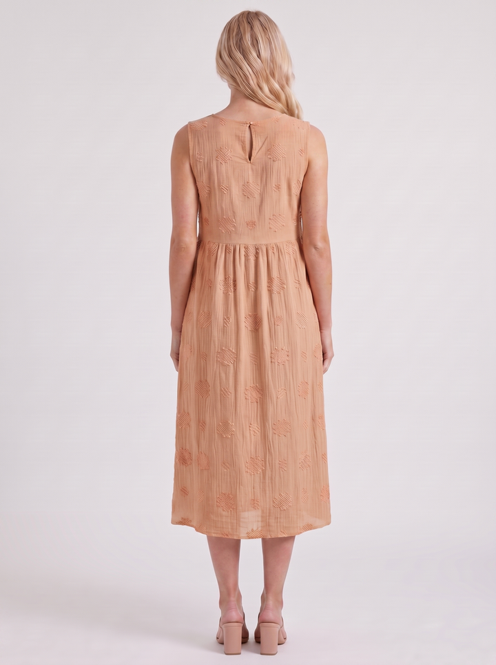 Elin Embroidered Midi Dress - Orange