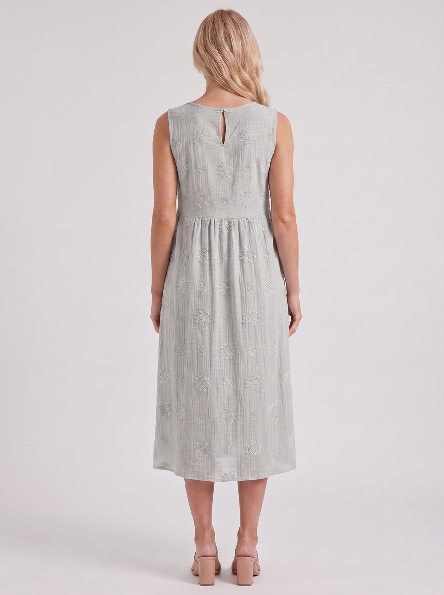 Elin Embroidered Midi Dress - White