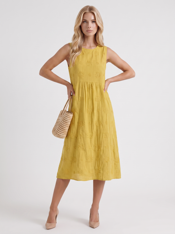 Elin Embroidered Midi Dress - Yellow