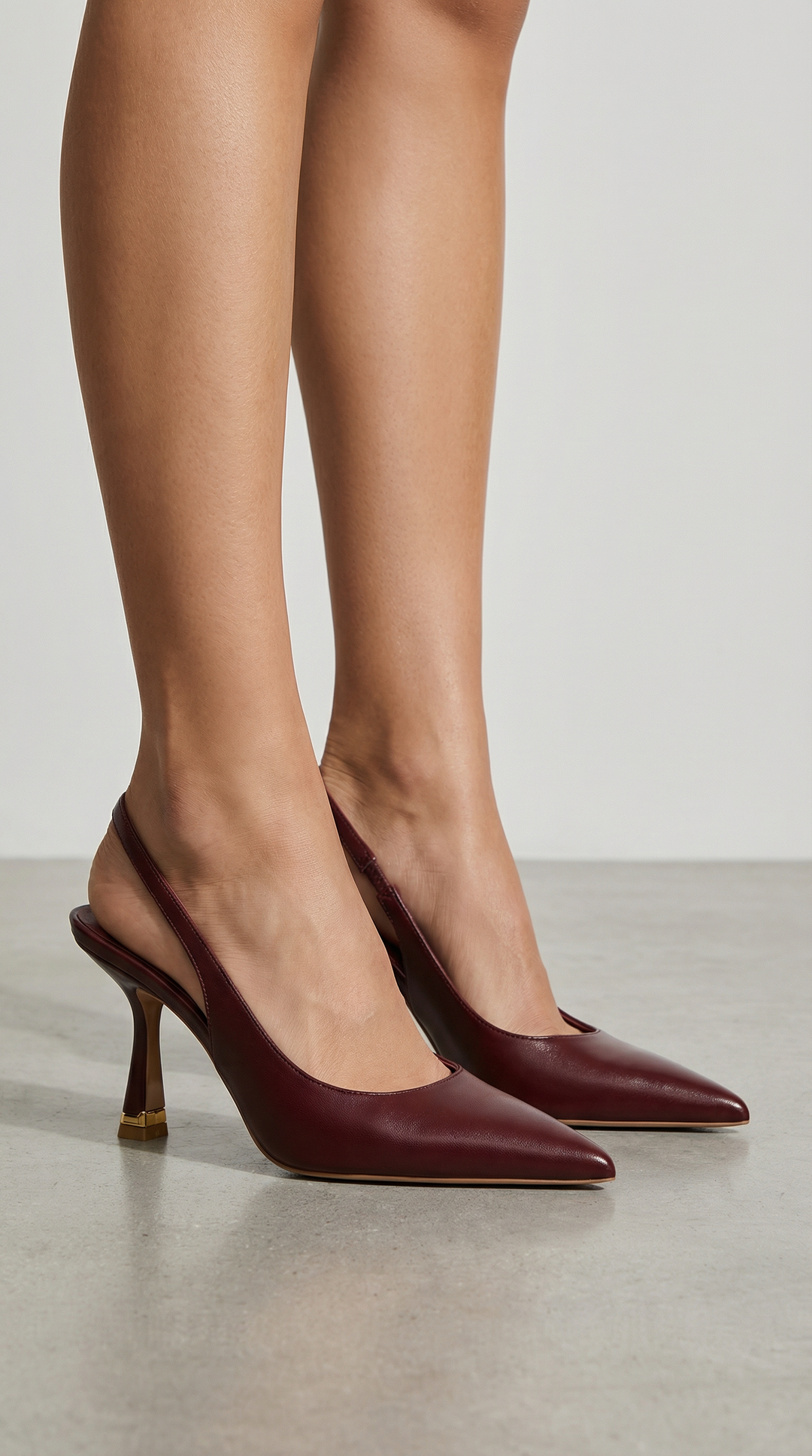 Elizabeth Pointed Toe Slingback Heel Sandals - Burgundy