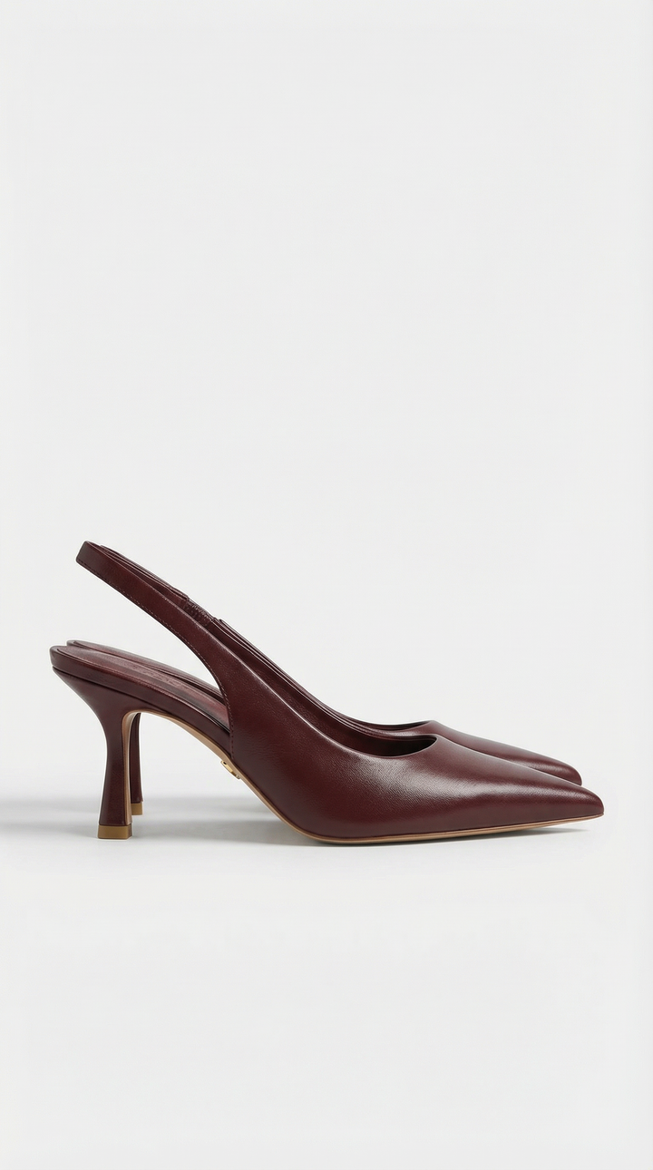 Elizabeth Pointed Toe Slingback Heel Sandals - Burgundy