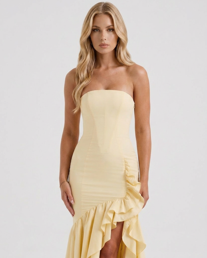 Eloise Ruffle Maxi Dress - Lemon