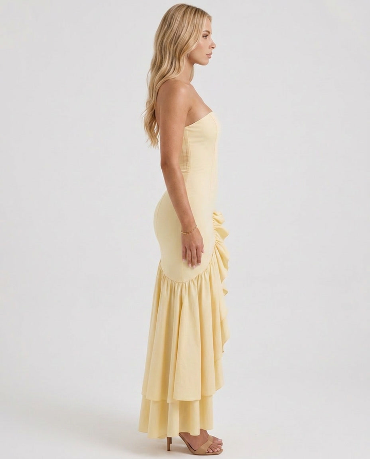 Eloise Ruffle Maxi Dress - Lemon