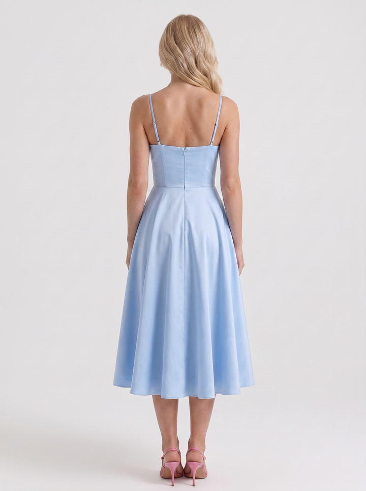 Estelle Sweetheart Corset Midi Dress - Blue